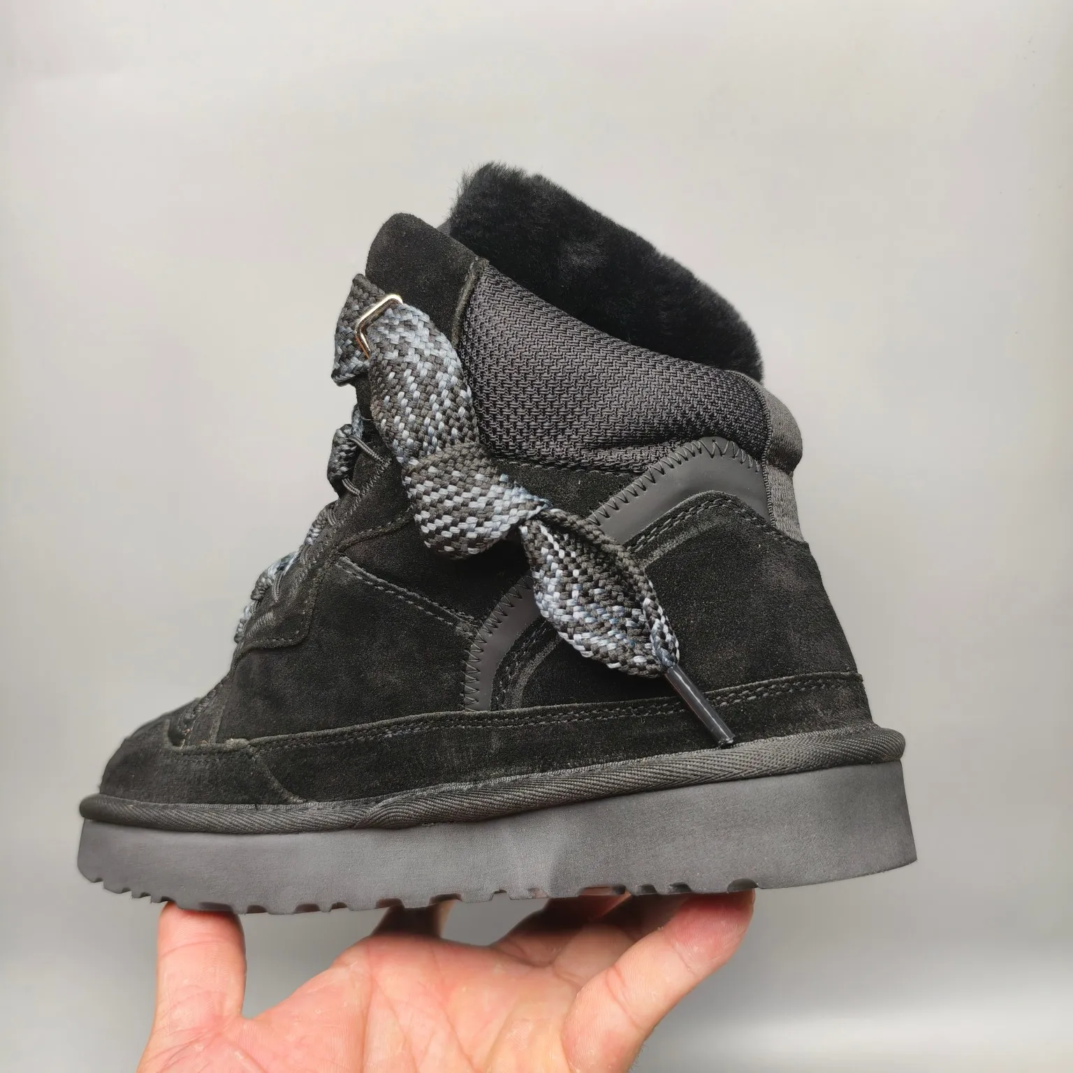 💰640 UGG sheepskin all-in-one snow boots 5390 wide lace breathable mesh casual boots Color: Maroon Black Sand Size: 35-41
